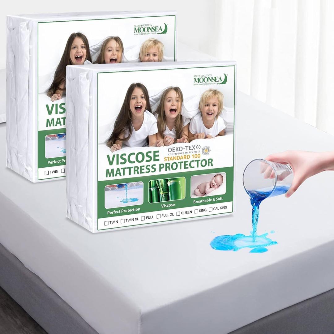 Full Size Mattress Protector, Skin Friendly and Breathable Mattress Cover, Viscose Jersey Double Bed Size Mattress Pad with 14" Deep Pocket,2 Pack