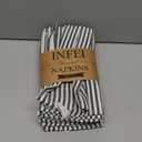 INFEI Plain Striped Cotton Linen Blended Dinner Cloth Napkins - Set of 12 (40 x 30 cm) - for Events & Home Use (Black)