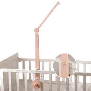 HI BABY MONMENT Crib Mobile Arm - Baby Mobile Hanger with 2-Height Settings Adjustable, Stabilizing Attachment for Added Safety, Mobile Arm for Crib, Sturdy & Secure Design for Nursery Mobile (24-34 Inch Pink)