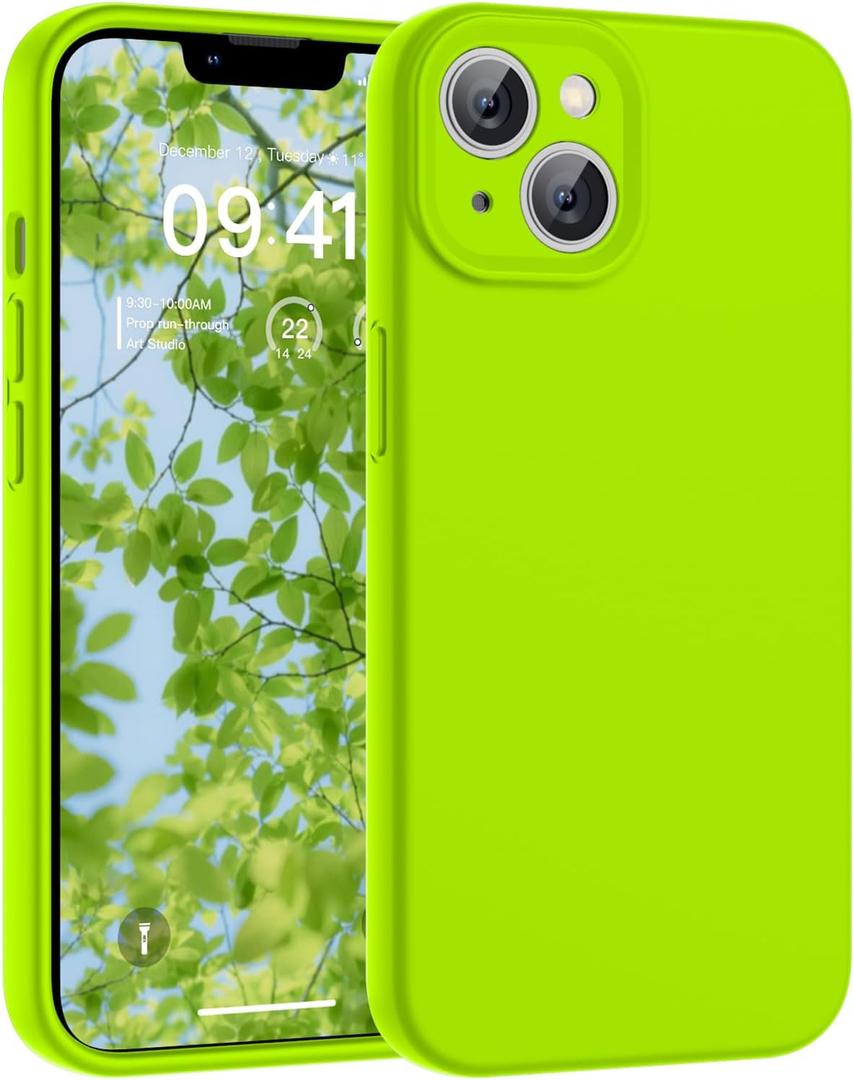 SUPFINE Designed for iPhone 14 Case,Premium Liquid Silicone with [Soft Anti-Scratch Microfiber Lining][Upgraded Camera Protection] Slim Shockproof Phone Case for Men Women Girls,Green