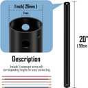 20 inch Ceiling Fan Downrod, Black Downrod for Ceiling Fans with lights, Extension Downrod with Wires, 1 inch Outside Diameter, Ceiling Fans and Accessories Replacement Parts, No Threaded, Black