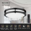 Flush Mount Ceiling Light with Remote: 2 Pack 16 Inch Lights fixture, 3000K-4500K-6000K Adjustable 3 Color Temperature, Dimmable Lighting Fixtures for Kitchen Bedroom Hardwired Installation (Black)