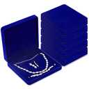 Yinkin 5 Pcs Velvet Jewelry Set Box Jewelry Display Case Earring Ring Bracelet Necklace Gift Box Pearl Necklace Storage Case for Mother's Day Wedding Travel Anniversary(Royalblue)