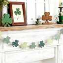Vicenpal 6.8 FT St. Patrick's Day Garland Wooden Bead Shamrock Garland Irish Rustic Farmhouse Clover Banner Decorations for Home Party Mantel Shelf Display Fireplace Wall Tiered Tray Decor