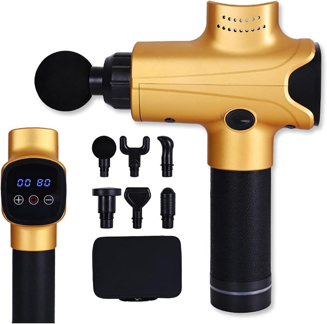 TOLOCO Massage Gun Deep Tissue, Percussion Massage Gun with 10 Replacement Heads, Super Quiet Portable Electric Massager for Athletes, Relax, Black