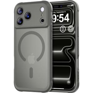 Thomo Magnetic for iPhone 17 Pro Case, [Compatible with Magsafe] [Full Camera Protection] Translucent Matte Military Grade Shockproof with Anti-Fingerprint Phone Cover 2025, Titanium Gray