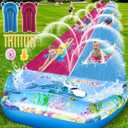 VEEST 33 FT Extra Long Water Slides for Kids Adults, Giant Double Lawn Water Slip Heavy Duty with 2 Bodyboards, Summer Water Slides with Crash Pad for Backyard Outdoor
