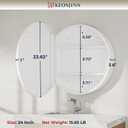Keonjinn 24 Inch Round Bathroom Medicine Cabinet with Mirror, White Surface Mount Medicine Cabinet, Circular Framehouse Modern Medicine Cabinets, Framed Bathroom Mirror with Storage Wall Mounted