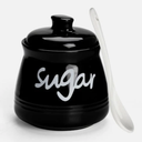 Ceramic Sugar Bowl with Lid and Spoon 12oz (Black)