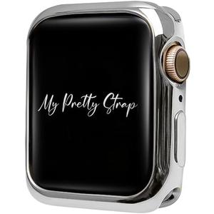 My Pretty Strap Glossy XOXO Protective Case for Apple Watch – Luxury Metal Cover for Women, Scratch-Resistant – Compatible with Apple Watch 40mm Silver