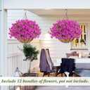 TOCHGREEN Artificial Fake Flowers Plants for Outdoor Spring Summer Decoration,12 Bundles UV Resistant Faux Silk Morning Glory Eucalyptus Flowers for Home Planter Porch Patio Decor (Fuchsia, 12PCS)