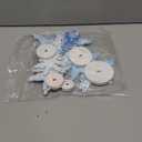 BBTO 5 Pcs Winter Tabletop Decorations Blue Tree Table Sign Christmas Tree Wooden Tiered Tray Snowflakes Centerpiece for Home Indoor Winter Xmas Holiday Party Supplies