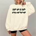 LUKYCILD Christian Sweatshirts for Women Jesus Shirts Bible Verse Inspirational Sweatshirt Oversized Graphic Pullover Tops Apricot (Beige, S)
