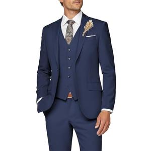 Wangyue Men Suit 3 Piece Suits for Men Wedding Groom Slim Fit Formal Navy Suit Business, M