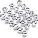 RTRHINOTUNING 50PCS Wheel Rim Lip Rivets Nuts of 7.5mm/0.3in Hole Replacement Plastic Chrome Silver Rivets