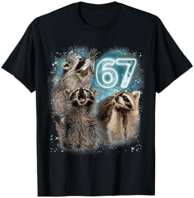 67 Meme Racoon Howling at The Moon 67 T-Shirt 6 7 Halloween T-Shirt, Size Large