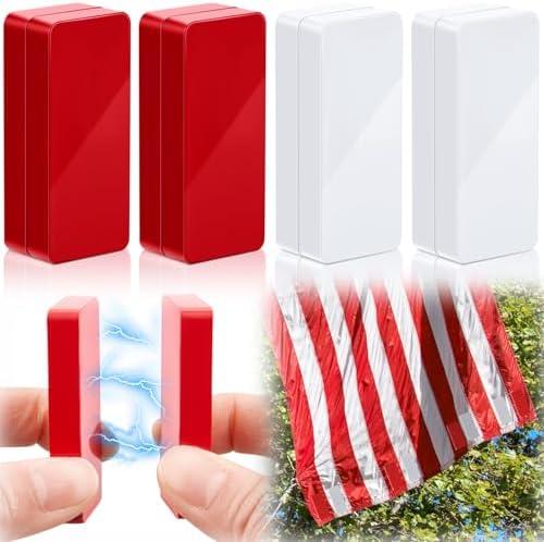 Copkim 8 Pcs Outdoor Flag Weights Magnetic for Bottom of Flag Wind Banner Weights Waterproof for Stopping Outdoor Banner Drapery Tangles (Red,White)