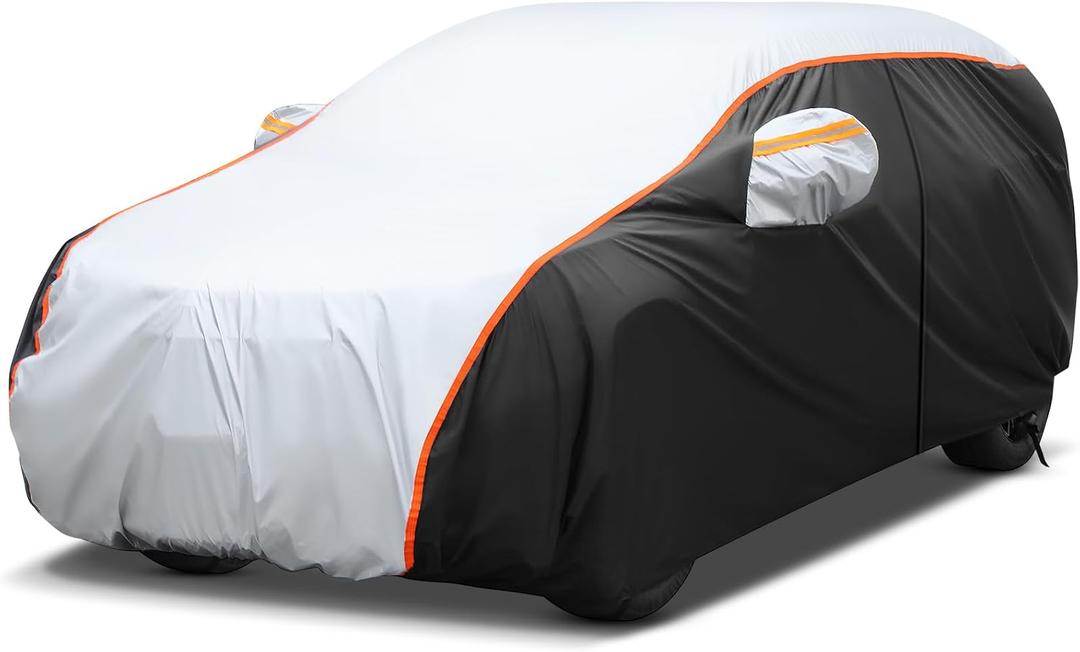 10 Layers Car Cover Waterproof All Weather Rain Snowproof UV Protection Windproof Outdoor Car Snow Cover with Zipper Cotton, Fit for Volvo V60, Audi A4 Avant Allroad, BMW 3 Series Touring(178-190'') (A8 FIT STATION WAGON/MPV, Silver)