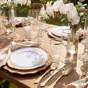 Nervure 350PCS Gold Plastic Plates - Gold Plastic Dinnerware Sets for 50 Guests - 100 Disposable Plates, 150 Silverware, 50 Cups, 50 Napkins for Wedding & Party & Mothers Day