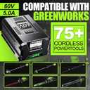 60V 5.0Ah Replacement for Greenworks Pro 60V Battery LB60A03 LB60A02 LB60A00, Compatible with 75+ Greenworks 60Volt Cordless Power Tool