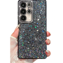 For Galaxy S22 Ultra Case,Shiny Glitter Crystal Bling Cover with Diamond Rhinestones for Women Girls Sparkly Sequin Glossy Case, Soft Slim Shockproof Protective Bumper,Black