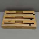 SpaceAid WrapNeat 3 in 1 Wrap Organizer with Cutter and Labels, Plastic Wrap, Aluminum Foil and Wax Bamboo Dispenser for Kitchen Storage Organization Holder for 12" Roll (Natural) (3-Slot, 3"Tall)