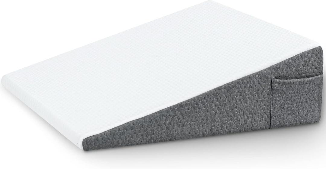 Wedge Pillow with Foam Top for Sleeping,Reading and Rest, 8 Inch Elevated Support Triangle Bed Pillow for Legs and Back Support with Washable Cover (25 X 24 X 8 inch)