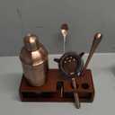 Mint & Mortar Cocktail Shaker Set, 7-Piece Bartender Kit with Stand, 24oz Martini Shaker Bottle Stainless Steel Bar Tools, Home Bar Accessories Drink Mixer, Barware Gift Set - Brushed Copper