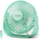 Gaiatop USB Desk Fan, 3 Speeds Strong Airflow, 5.5 Inch Portable 90 Rotate Quiet Cooling, Small Personal Table Fans for Bedroom Home Office Travel Green