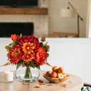 Fake Peony Flowers in Vase Fall Table Centerpiece Faux Floral Arrangement in Vase Autumn Artificial Flowres for Tables Orange Silk Flowers Arrangement