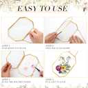 Spiareal 8 Pcs Octagon Glass Pressed Flower Frame 5 x 7 inches Double Clear Hanging Floating Frame with Chain Gold Geometric Herbarium Glass wall Picture for Dried Flower Plants Home DIY Wall Decor