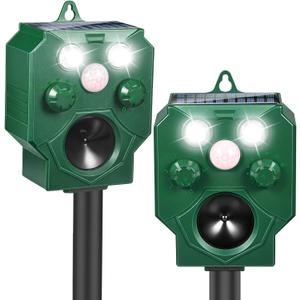 2Pack Solar Ultrasonic Rabbit Animal Repellent, Cat Repellent Outdoor Squirrel Deterrent with Motion Detection, Dog Repeller Suitable for Deer Raccoon Coyote, Skunk Repellent of Yard