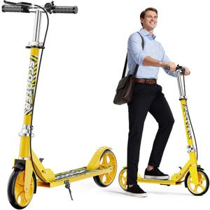 Scooters for Kids 8-12, Teens & Adults - Lightweight, Foldable, 8-Inch Big Wheels, Hand Brake & Bell, 4 Adjustable Height Levels, 240 lbs Max Load, Perfect for School, Campus and Park Rides