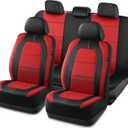 Road Comforts Car Seat Cover, Leather Car Seat Cover Full Set, Automotive Seat Covers, Airbag Compatible Universal Fit for Most Cars (Red)