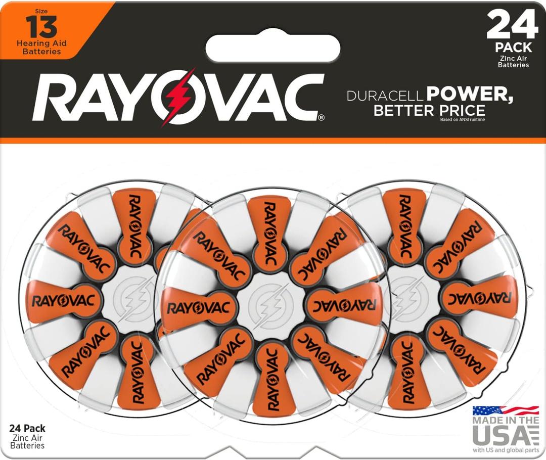 Rayovac Hearing Aid Batteries Size 13 for Advanced Hearing Aid Devices (24 Count) (Orange Tab)