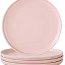 Salad&Dessert Plates, 8 Inch Small Dinner Plates Sets for 4, Dishwasher & Microwave Safe, Porcelain Dinner Dishes for Cake, Fruits,Waffle, Pasta, Salad, Elegant Pink