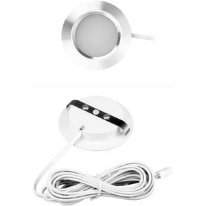 Dimmable 2pcs/Lots recessed installation 3w DC 12v led Puck/Under Cabinet Light. led Spotlight, Pure White or Warm White with 1pc Connection Box (4000k, White Shell)
