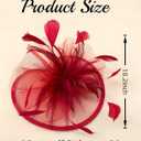SAFERIN Women's Fascinators Feathers Tea Party Hat Veil Headband with Hair Clip for Cocktail Church (Red)
