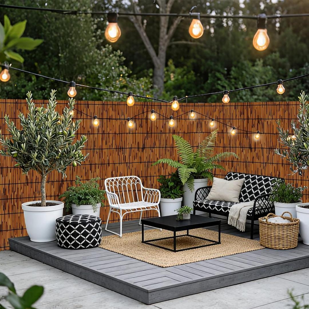 Bamboo Reed Fence Roll,Decorative Reed Fencing 4ft High Roll Reed Screen,Balcony Reed Fence Bamboo Screen Fencing for Outdoor Backyard Patio (4X6.6FT)