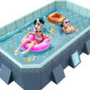 Foldable Non-Inflatable Above Ground Framed Swimming Pool for Backyard, Family Pool (113" x 66" x 20")