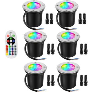 RGBW Warm White Low Voltage Landscape Lighting 10W Color Change LED Well Landscape Lights IP67 Waterproof Outdoor Landscape Lighting 12V-24V Pathway Garden Deck In-Ground Lights (6)