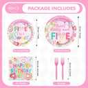96 Pcs Sweet Sassy and 5 Birthday Decorations Donut 5th Birthday Party Decorations for Girls Colorful Donut Plates and Napkins 5 Years Old Disposable Party Supplies Serves 24