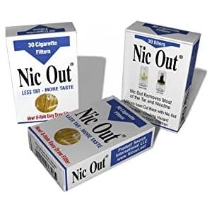 Nic-Out Cigarette Filters 3 Packs (90 Filters) Smoking Free Tar & Nicotine Disposable Nicout Holders for Smokers Don't Quit Smoking Nicfree