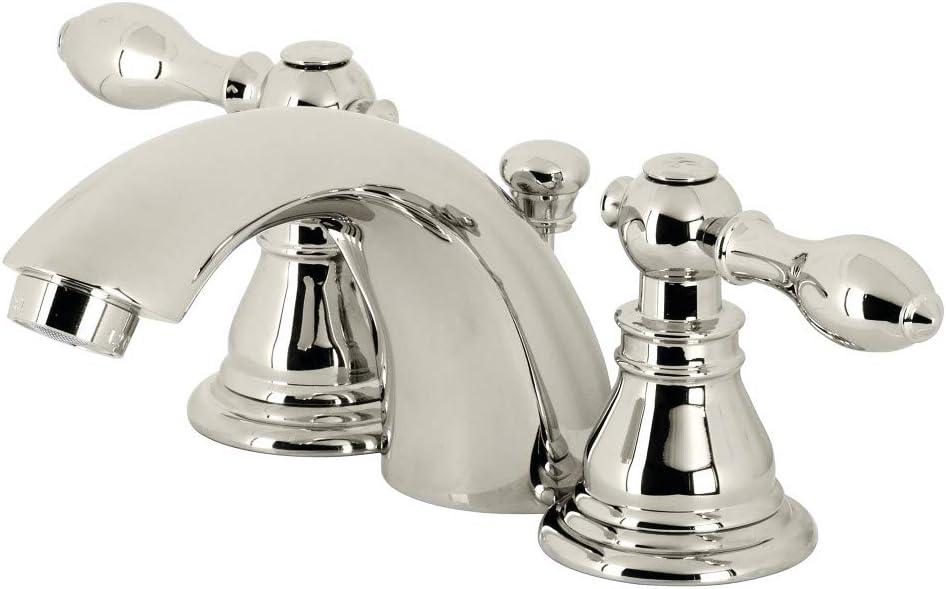 Kingston Brass KB956ACLPN American Classic Mini-Widespread Bathroom Faucet with Plastic Pop-Up, Polished Nickel