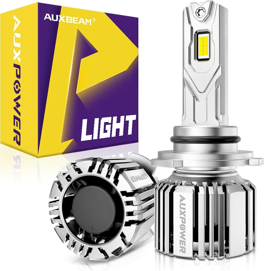 Auxbeam 9006 HB4 Fog Lights, X4 Series 9006 Powersports Lights 20000LM | 600% brightness, all in one design, built in fan and copper tube, plug and play, clear view, balanced beam, 6500k white