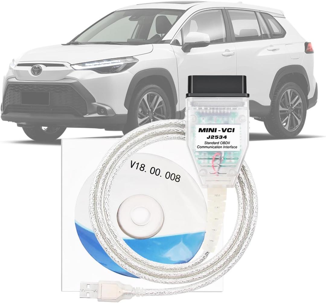 Mini Vci J2534 Cable for Toyota Techstream-Latest Version V18.00.008,OBD2 to USB Diagnostic and Reprogramming Cable Fits Toyota Lexus Scion Vehicles,Work with Windows XP Win7 Win10(32/64bit)