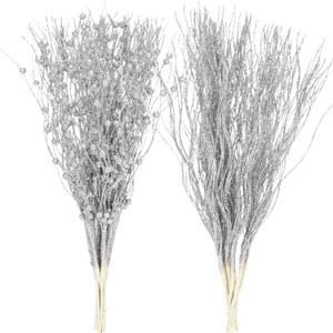 Sea Team 24-Pack Artificial Glitter Berry Stem Ornaments, Decorative Bead Sticks, Glittery Twigs, Picks, Branches for Christmas Tree, Small Vase, Holiday, Wedding, Party (15 Inches, Silver)