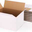 Hoikwo 15 Packs 12x8x7 Large Thin Shipping Boxes, White Big Corrugated Cardboard Box Set for Small Business for Packaging Mailing Lightweight Items
