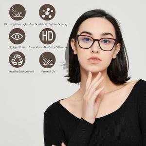 Cat Eye Readers for Women - 5 Pack Blue Light Blocking Reading Glasses Ladies +1.00 Fashion Square Frames Magnification with Spring Hinge