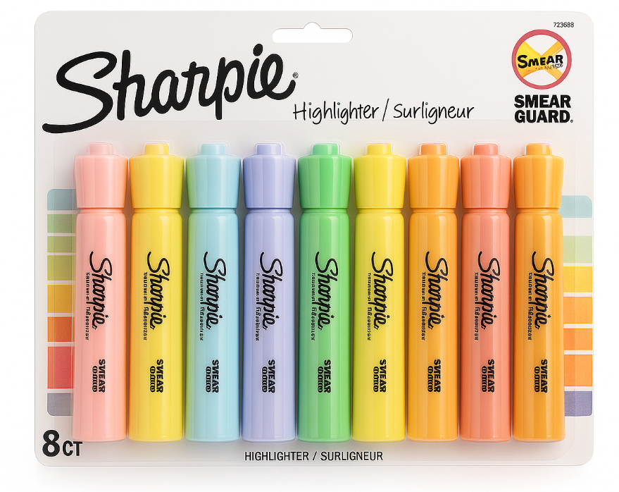 Sharpie pastel highlighter smear guard 8 count